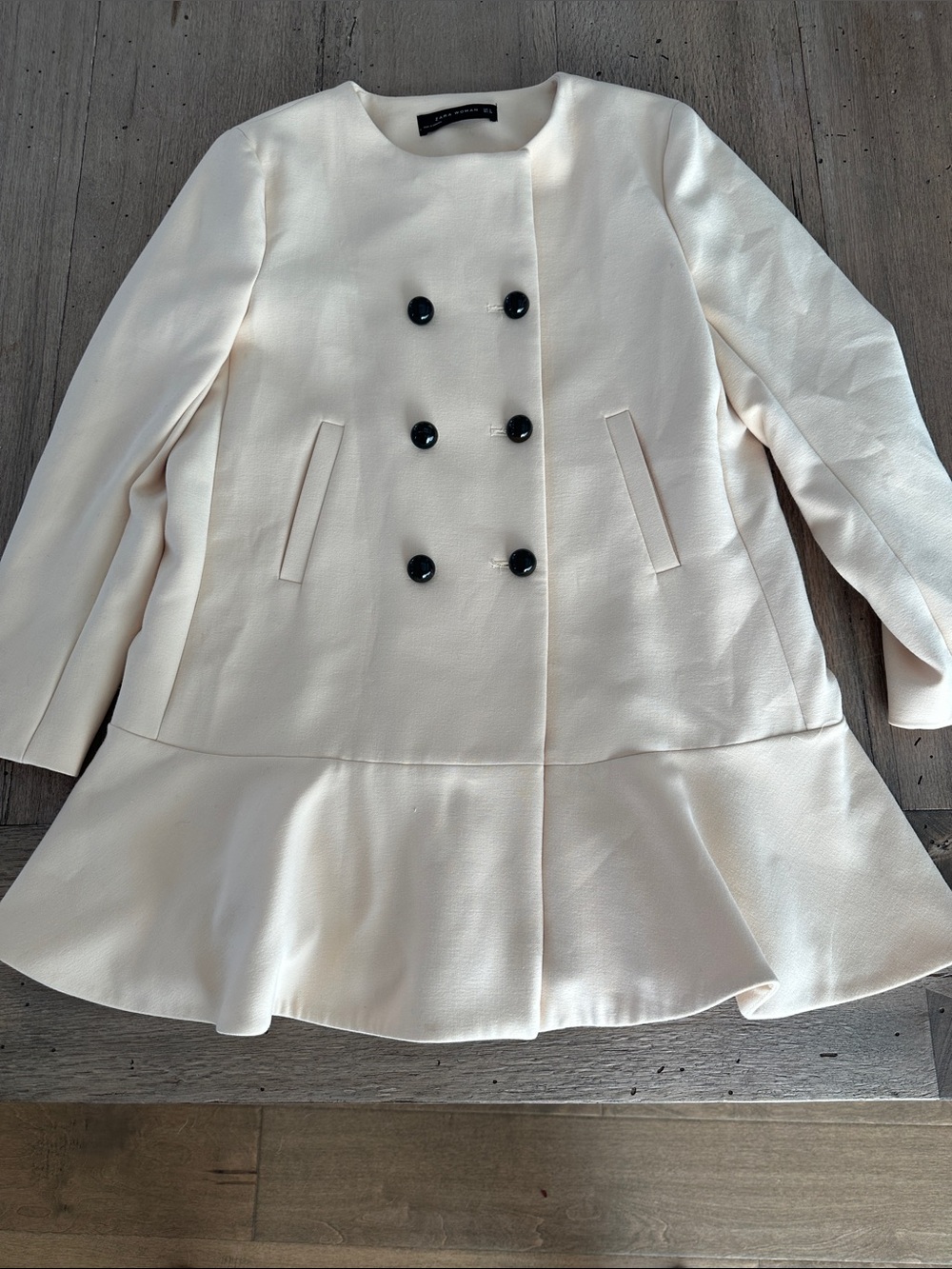 Zara Woman Peplum Coat with Double Buttons